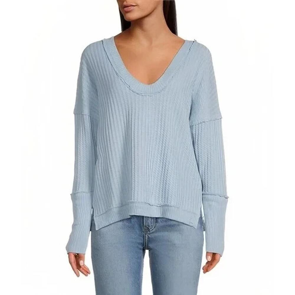 Free People We The Free Light Blue Magic Slouchy Thermal Top Small